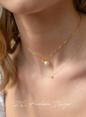 5折清仓Fedoma白色粉色天然珍珠宝石三吊坠项链轻奢小众高级礼物