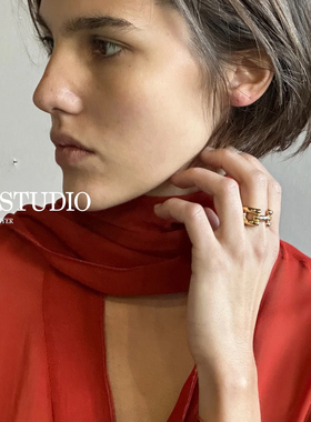 LieStudio几何交错线条简约戒指