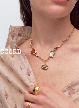 现货26SS新款DACCORD彩色天然石材藤蔓卷曲项链叠戴春夏高级感