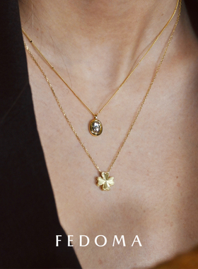 官方授权Fedoma月光石月长石晶莹剔透椭圆边框极简项链25SS新款
