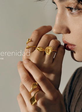 LaSerenidad玫瑰雕刻纹理戒指