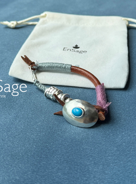 现货Ensage日本纯银绿松石牛皮绳绕线拼色手链高级复古Yesung同款