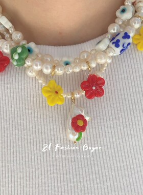 Matte软陶巴洛克珍珠希腊项链