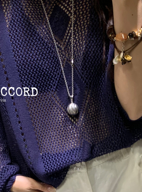 现货26SS新款DACCORD立体纹理球壶哑光银色长款项链叠戴复古清冷