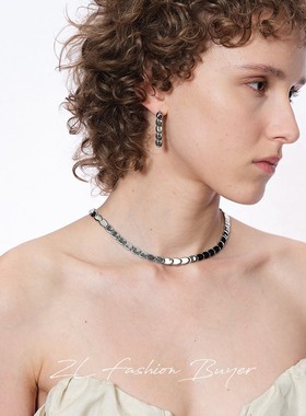 DACCORD椭圆亮片重工蛇骨锁骨链