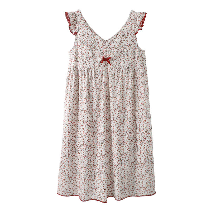 女款夏季莫代尔短袖睡衣裙连衣裙 芬诗漫睡裙