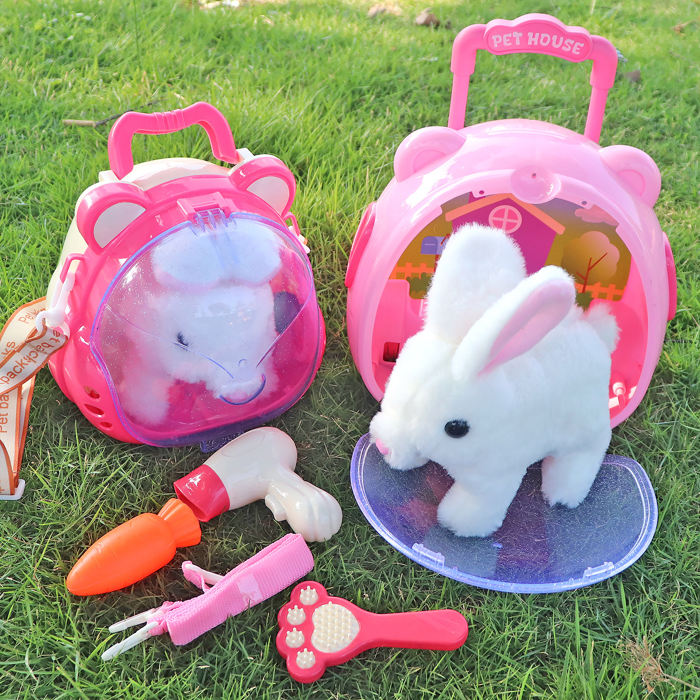 儿童小兔子毛绒玩具男女孩电动玩偶会叫动小白兔宠物公仔生日礼物,淘宝优惠券,粉丝福利购,淘宝优惠卷