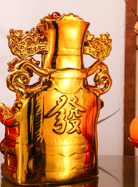 陶瓷财神爷家用办公室客厅店铺开业创意玄关彩绘财神武财神爷摆件