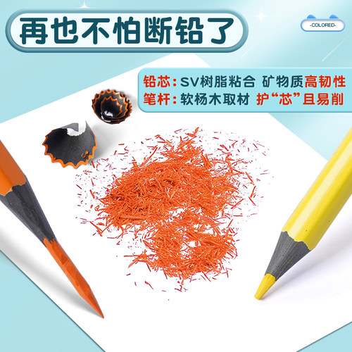 晨光彩色铅笔无木可擦小学生一年级画画专用初中美术生颜色笔儿童幼儿园绘画12_24_36_48色套装油性水溶性 - 图3