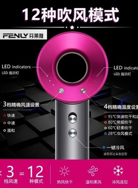 芬莱雅S01高速中空电吹风机吹风筒冷热风速干大功率负离子护发