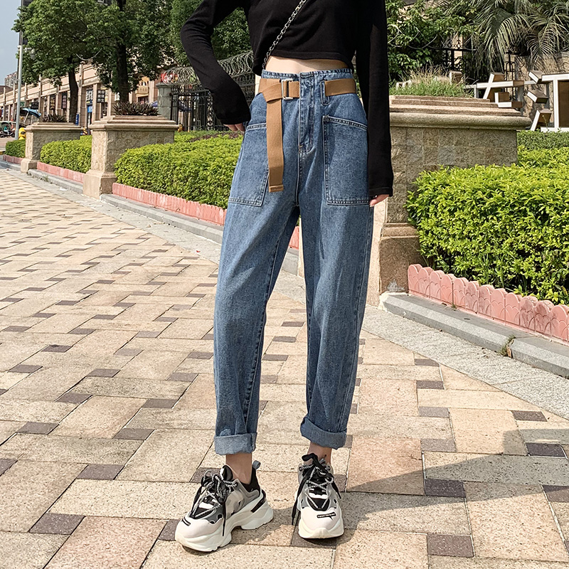 烟灰色老爹女潮秋装2020年牛仔裤 右风左岸牛仔裤