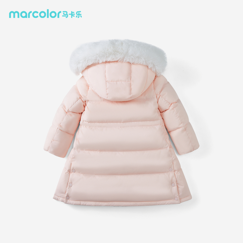 马卡乐2023年冬季新款女童连帽舒适百搭经典甜美外套羽绒服-图1