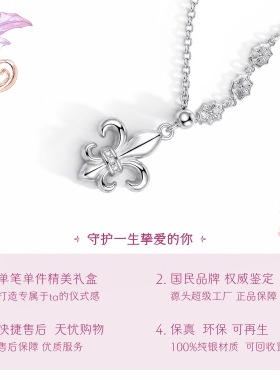 新款s925纯银锆石项链女小众船锚鸢尾花高级感吊坠生日礼物送女友