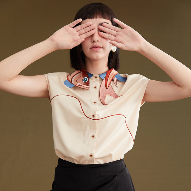 Kamo original design retro embroidery sleeveless