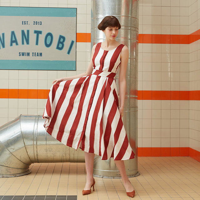 Dress Kamo New Contrast Color French Resort Style