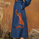 Kamo original tiger embroidered long-sleeved dress