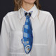 Camo blue vintage fish embroidered tie