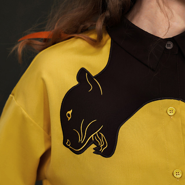 Kamo original contrasting leopard shirt design sense