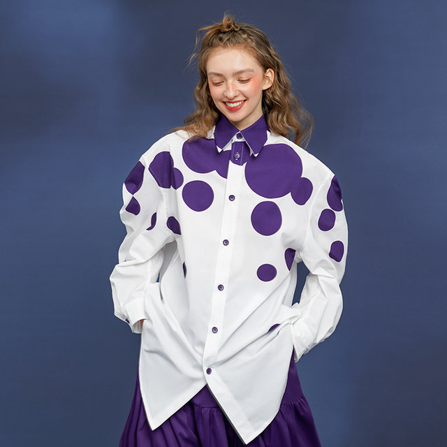 Kamo original retro style long sleeves polka dots