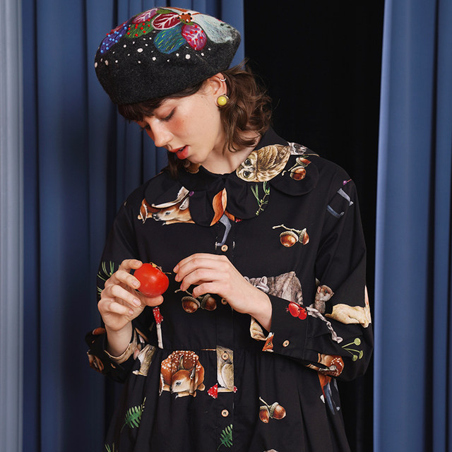 Original French vintage print dress