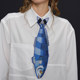 Camo blue vintage fish embroidered tie