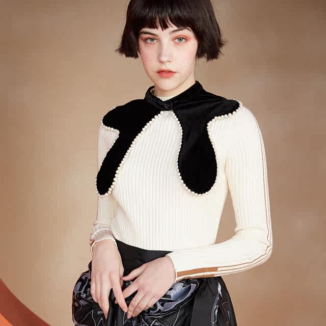 Kamo original design beaded pearl fake collar