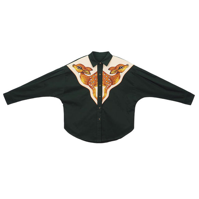 Long sleeve cotton embroidered coffee foam vintage original design