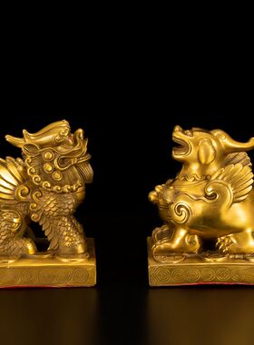 纯铜貔貅摆件公母一对客厅铸造
