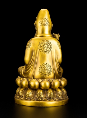 送子观音摆件纯铜坐莲花观世音