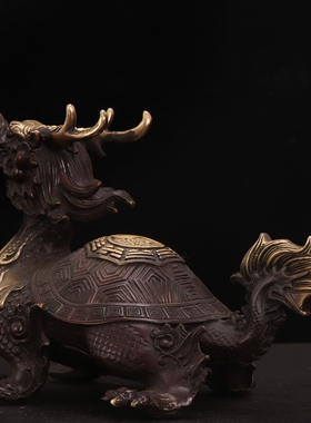 铜八卦龙龟摆件纯铜龙头