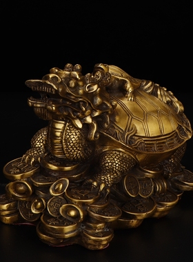 龙龟摆件纯铜八卦母子龟金钱龟