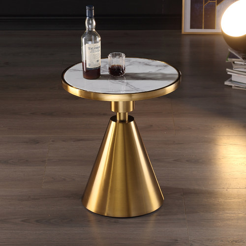 轻奢边几圆形大理石沙发角几后现代ins网红金色金筒酒店式小茶几 - 图1