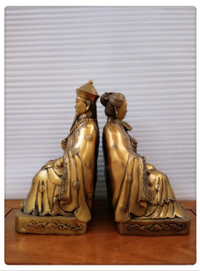 双龙纯铜胡黄三太爷太奶佛像铜像家居工艺品摆件
