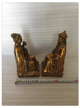 飞龙纯铜黄三太爷黄三太奶铜像像佛像家居摆件