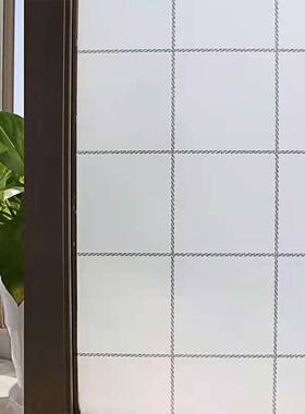 带胶自粘格子玻璃贴纸移门浴室