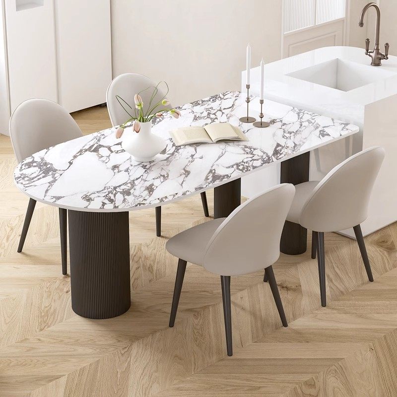 奶油风岩板岛台餐桌小户型吃饭桌罗马柱简约家用餐桌椅组合,淘宝优惠券,粉丝福利购,淘宝优惠卷