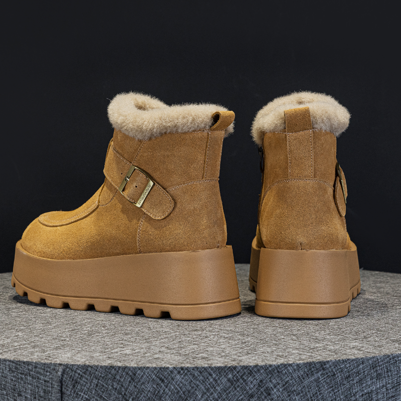雪地靴女勃肯鞋冬季加绒加厚保暖短靴内增高小个子厚底真皮小码32,淘宝优惠券,粉丝福利购,淘宝优惠卷
