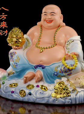 新款弥勒菩萨大肚笑佛招财弥勒佛像玄关办公室客厅家用供奉摆件