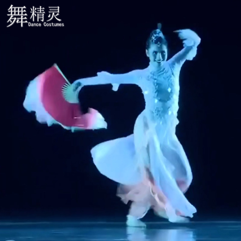 古典舞独舞红鳞舞蹈服飘逸新款胶州秧歌舞蹈表演服剧目艺考服扇舞_虎窝淘