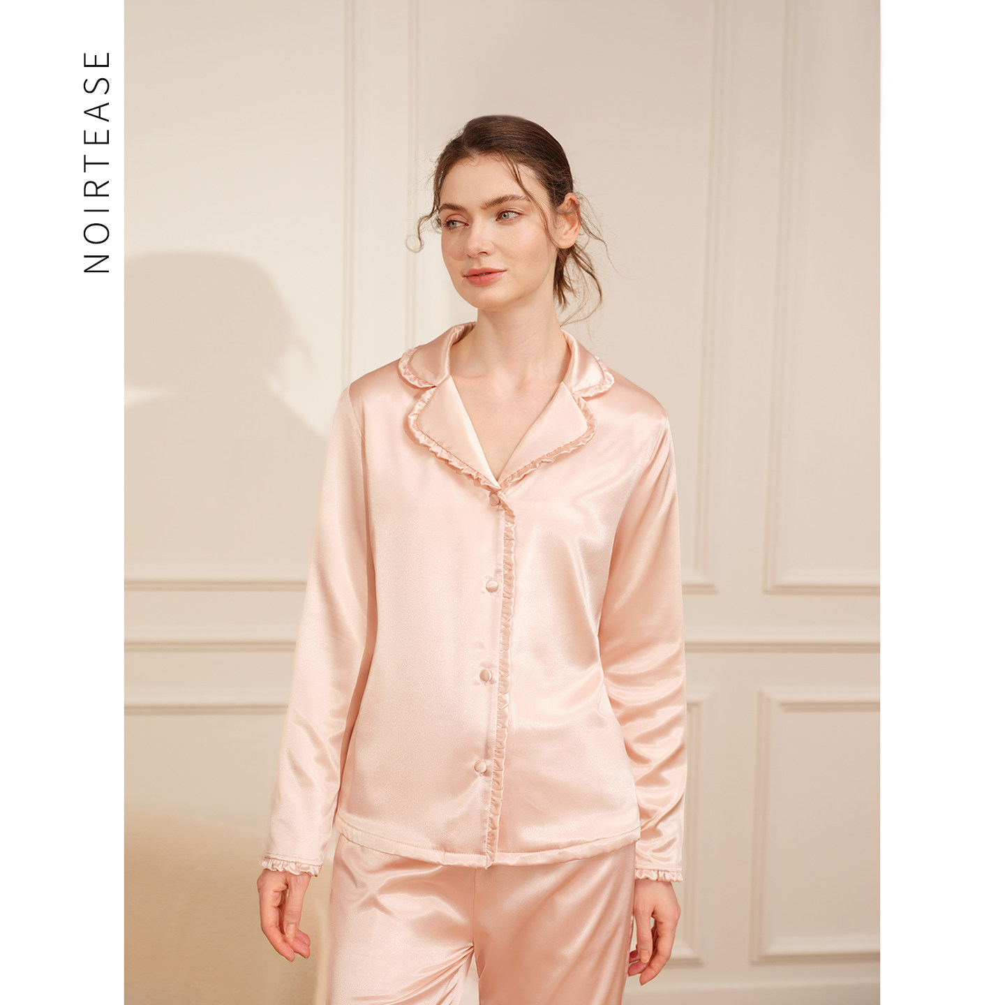 NoirTease新品加厚加绒保暖睡衣女秋冬季轻奢丝质长袖家居服套装,淘宝优惠券,粉丝福利购,淘宝优惠卷