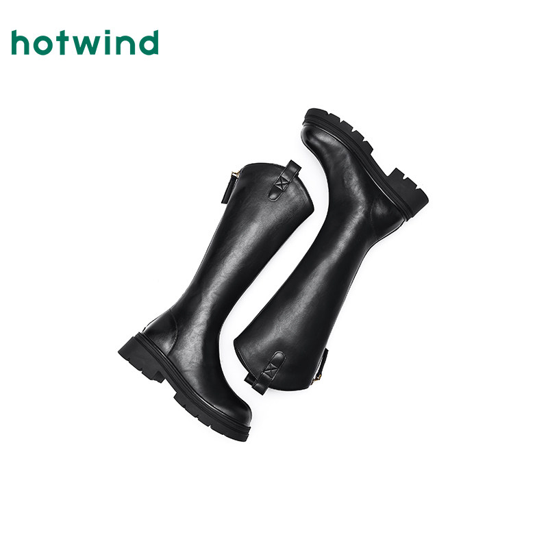 热风厚底长筒靴女2025年冬季新款黑色增高骑士靴休闲时装靴子女鞋,淘宝优惠券,粉丝福利购,淘宝优惠卷