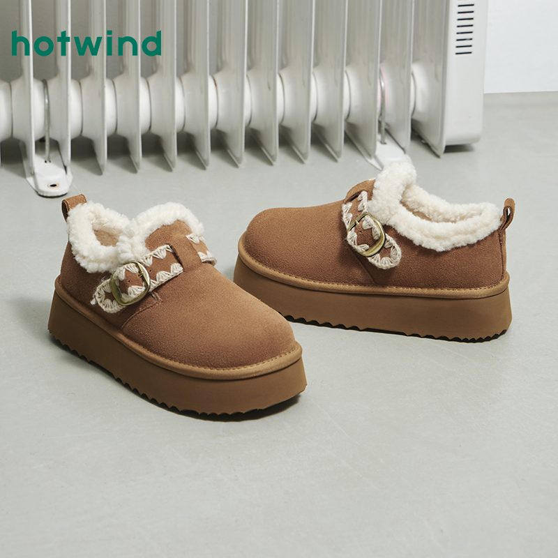 热风勃肯风毛毛鞋2025年冬季新款厚底增高雪地靴子百搭休闲棉鞋女 - 图3