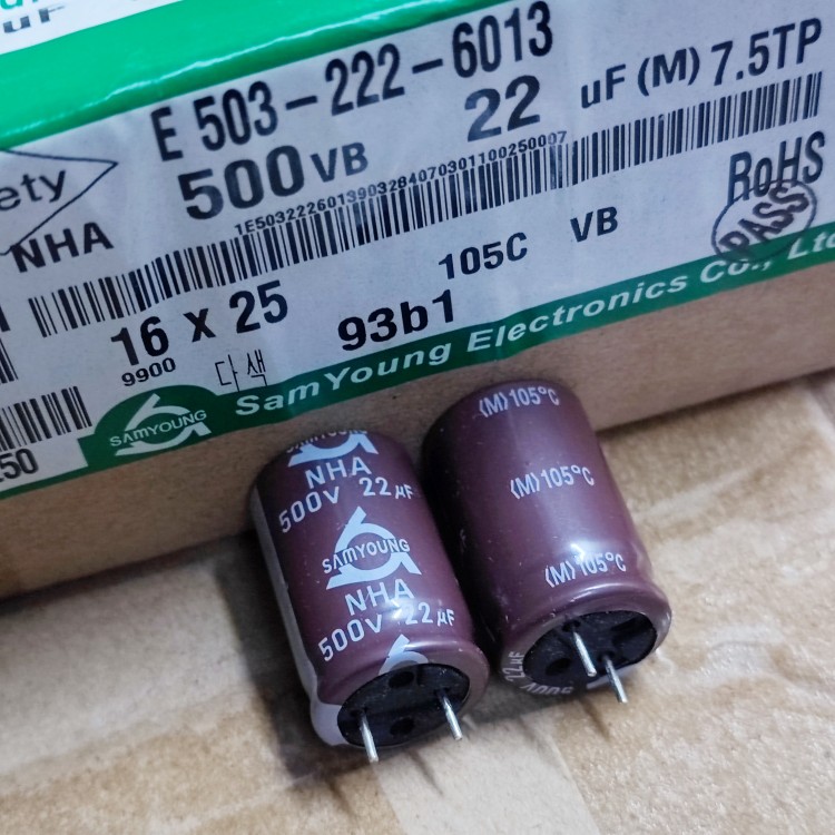 10个全新原装进口450v22uf 500v电源主板铝电解电容器16x25 13x20 - 图1