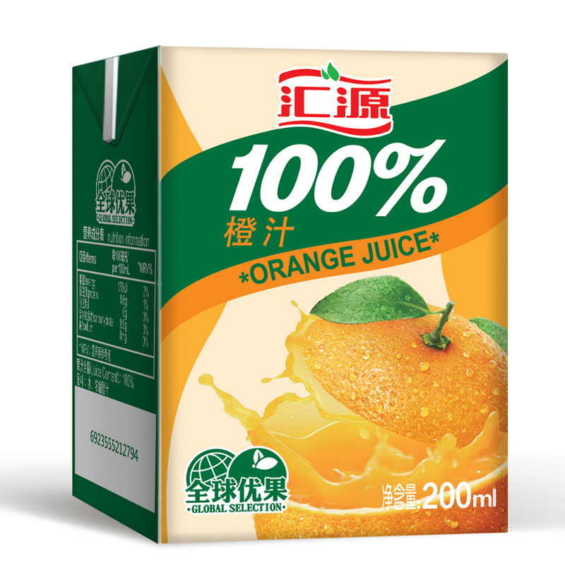 汇源100%橙汁葡萄苹果桃汁口味浓缩果汁饮料 200ml*12/24盒-图2