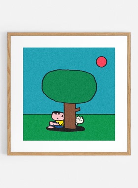 MILE ART韩国插画文艺小猫海报绿色儿童房组合装饰画进口画芯
