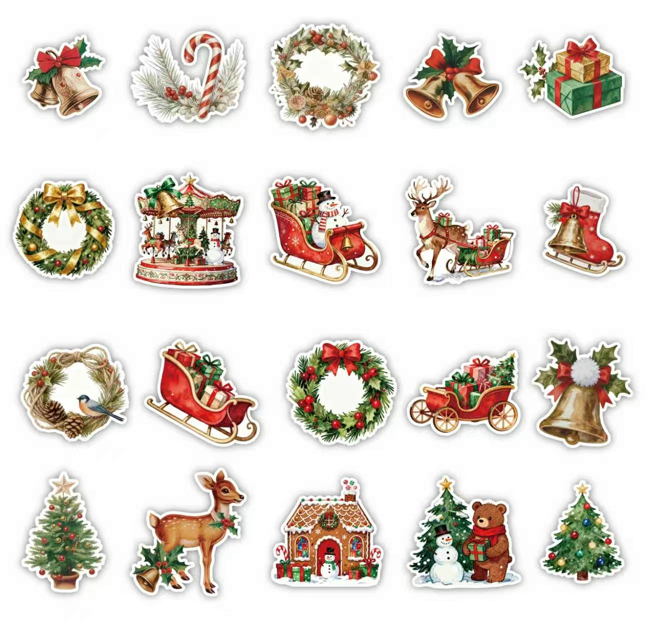 120张复古圣诞节贴纸笔记本电脑手账本手机壳ipad水杯装饰贴画