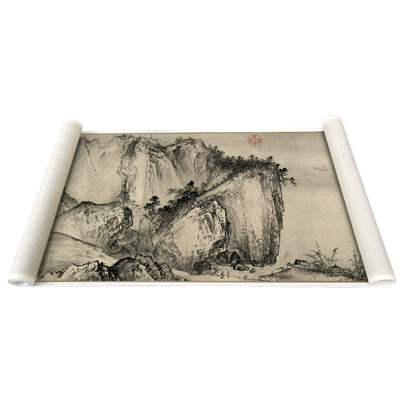 南宋夏圭溪山清远图真迹复制纸本山水画水墨画高清微喷客厅风景画,淘宝优惠券,粉丝福利购,淘宝优惠卷