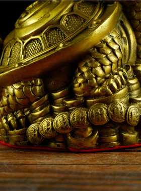 铜八卦龙龟 纯铜金钱龙头龟摆件 客厅招財镇宅办公室家居神兽送礼