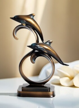 新款欧式海豚摆件家居客厅电视柜酒柜装饰品办公室桌面创意工艺品