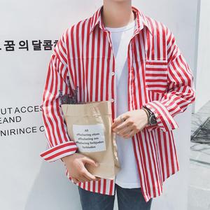 夏季港风bf条纹衬衫